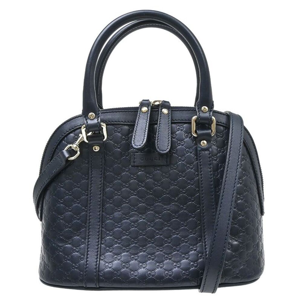 Gucci Convertible Dome Satchel Microguccissima Leather Navy Leather Handbag